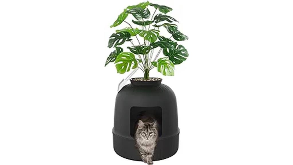 cat litter box with plant