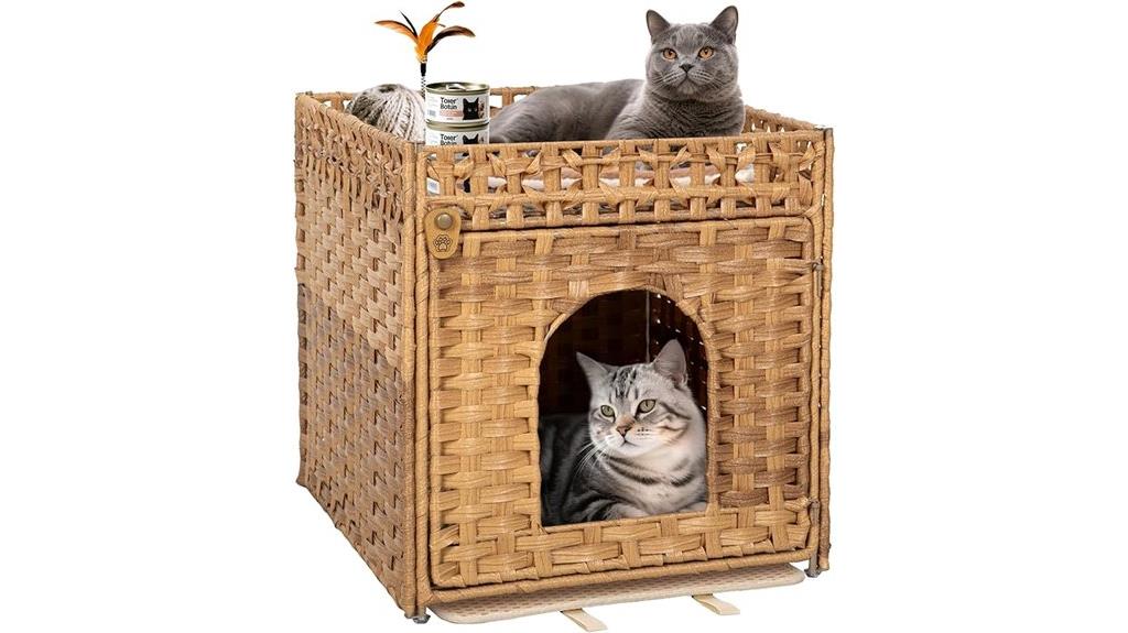 handwoven rattan cat enclosure