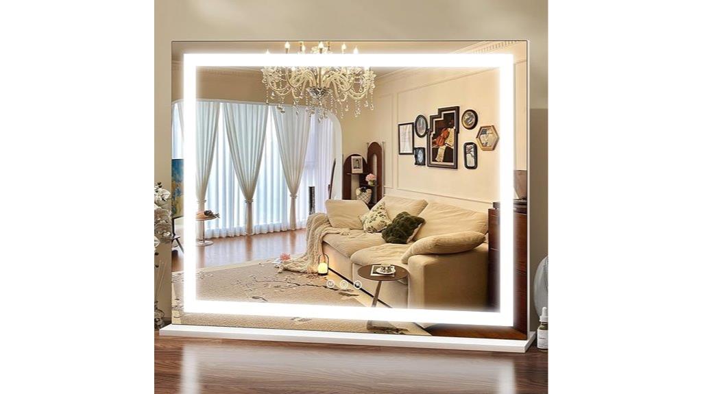illuminated dimmable touch mirror