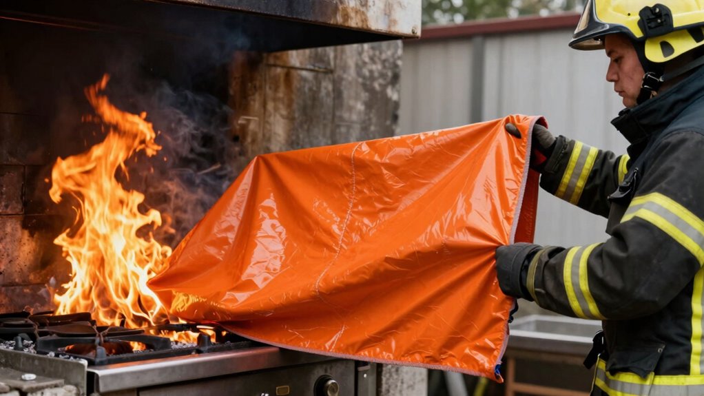 use fire blanket correctly
